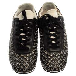 Dolce & Gabbana Black/White Leather Eyelet Lace Low Top Sneakers Size 44