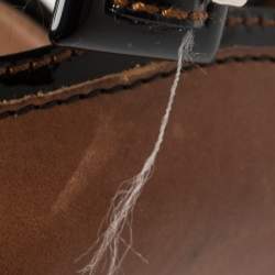 Pre Owned Dolce & Gabbana Brown/Black Patent and Leather Peep Toe Platform Ankle Strap Pumps Size 38