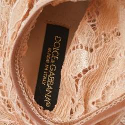 Pre Owned Dolce & Gabbana Pink Lace Peep Toe Ankle Booties Size 36