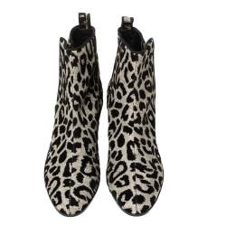 Dolce & Gabbana Black/Gold Lurex and Velvet Vally Ankle Boots Size 37