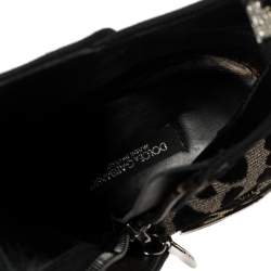 Dolce & Gabbana Black/Gold Lurex and Velvet Vally Ankle Boots Size 37