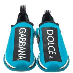 مملوكة مسبقًا حذاء رياضي دولتشي أند غابانا سورينتو قماش سترتش أزرق/أسود سليب أون مقاس 41