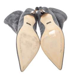 Dolce & Gabbana Grey Suede Pointed Toe Booties Size 39