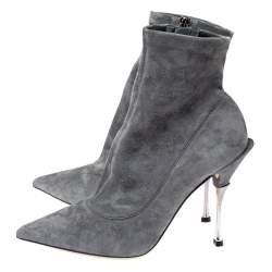 Dolce & Gabbana Grey Suede Pointed Toe Booties Size 39