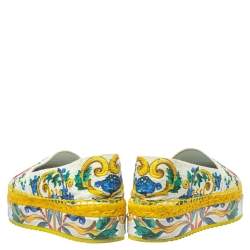 Pre Owned حذاء إسبادريل دولتشي أند غابانا نعل سميك مطبوع ماجوليكا قماش متعدد الألوان مقاس 36