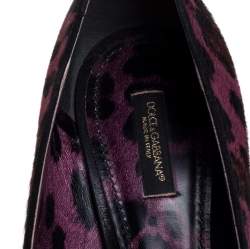 Pre Owned Dolce & Gabbana Purple Calf hair And Suede Leopard Print Peep Toe Pumps Size 40