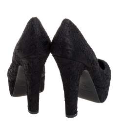 Dolce and Gabbana Black Lace Platform Pumps Size 36