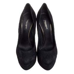 Dolce and Gabbana Black Lace Platform Pumps Size 36