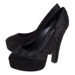 Dolce and Gabbana Black Lace Platform Pumps Size 36