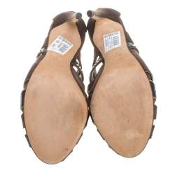 Dolce & Gabbana Brown Suede and Python Leather Sandals Size 39