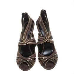 Dolce & Gabbana Brown Suede and Python Leather Sandals Size 39