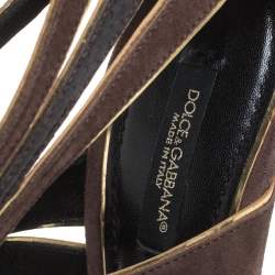 Dolce & Gabbana Brown Suede and Python Leather Sandals Size 39