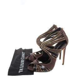 Dolce & Gabbana Brown Suede and Python Leather Sandals Size 39