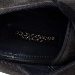 Pre Owned Dolce & Gabbana Olive Green Suede Ankle Lace Booties Size 39
