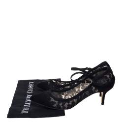 Pre Owned Dolce & Gabbana Lace And Suede Mary Jane Pumps Size 39.5
