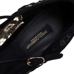 Pre Owned Dolce & Gabbana Lace And Suede Mary Jane Pumps Size 39.5