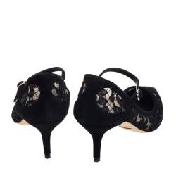 Pre Owned Dolce & Gabbana Lace And Suede Mary Jane Pumps Size 39.5