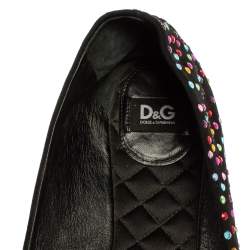Pre Owned Dolce & Gabbana Black Suede Crystal Embellished Ballet Flats Size 39