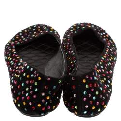Pre Owned Dolce & Gabbana Black Suede Crystal Embellished Ballet Flats Size 39