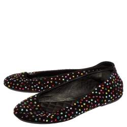 Pre Owned Dolce & Gabbana Black Suede Crystal Embellished Ballet Flats Size 39