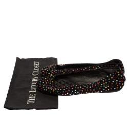 Pre Owned Dolce & Gabbana Black Suede Crystal Embellished Ballet Flats Size 39