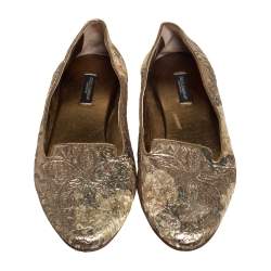 Dolce & Gabbana Gold Brocade Smoking Slippers Size 38