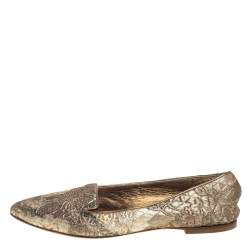 Dolce & Gabbana Gold Brocade Smoking Slippers Size 38