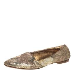 Dolce & Gabbana Gold Brocade Smoking Slippers Size 38