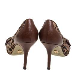 Dolce & Gabbana Beige Animal Print Canvas And Leather Pumps Size 39.5