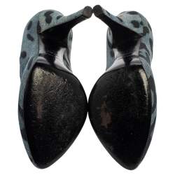 Dolce & Gabbana Blue Leopard Print Denim Pumps Size 37