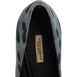 Dolce & Gabbana Blue Leopard Print Denim Pumps Size 37
