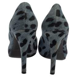 Dolce & Gabbana Blue Leopard Print Denim Pumps Size 37