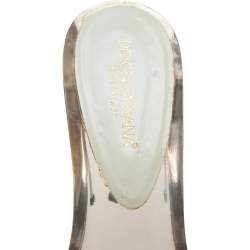 Pre Owned Dolce and Gabbana White Leather Logo Buckle Detail Sandals Size 41