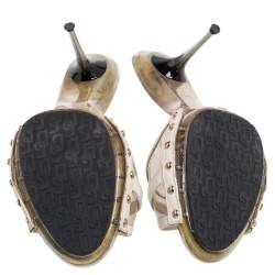 Pre Owned Dolce and Gabbana White Leather Logo Buckle Detail Sandals Size 41