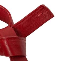 Pre Owned Dolce & Gabbana Red Python Embossed Leather And Suede Ankle Wrap Sandals Size 40