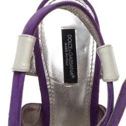 Pre Owned Dolce & Gabbana Multicolor Patent Leather And Suede Singback Sandals Size 39