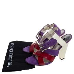 Pre Owned Dolce & Gabbana Multicolor Patent Leather And Suede Singback Sandals Size 39