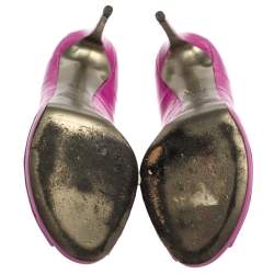 Pre Owned حذاء كعب عالي دولتشي أند غابانا جلد ثعبان البحر وردي مقدمة مفتوحة مقاس 39.5