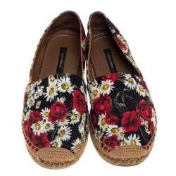 مملوكة مسبقًا Dolce & Gabbana Multicolor Floral Print Canvas And Jute  Espadrilles Size 39