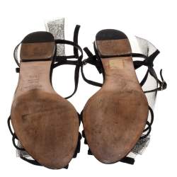 Dolce & Gabbana Black Satin And Mesh Flat Sandals Size 37.5