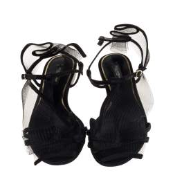 Dolce & Gabbana Black Satin And Mesh Flat Sandals Size 37.5