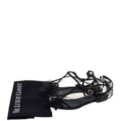 Dolce & Gabbana Black Satin And Mesh Flat Sandals Size 37.5