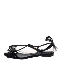 Dolce & Gabbana Black Satin And Mesh Flat Sandals Size 37.5