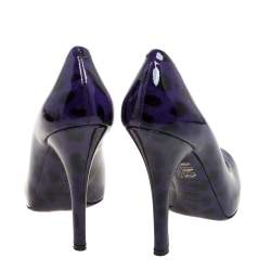 Dolce & Gabbana Purple/Black  Leopard Print Patent Leather Platform Pumps Size 37.5 