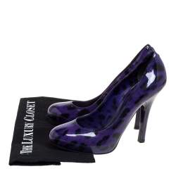 Dolce & Gabbana Purple/Black  Leopard Print Patent Leather Platform Pumps Size 37.5 