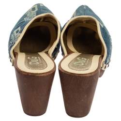 Pre Owned Dolce & Gabbana Blue Denim Fabric Slide Clogs Size 39