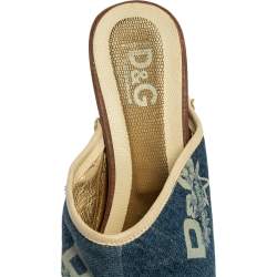 Pre Owned Dolce & Gabbana Blue Denim Fabric Slide Clogs Size 39