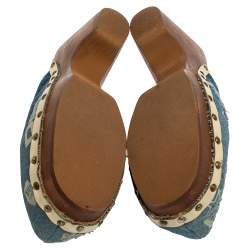 Pre Owned Dolce & Gabbana Blue Denim Fabric Slide Clogs Size 39