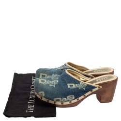 Pre Owned Dolce & Gabbana Blue Denim Fabric Slide Clogs Size 39