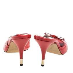 مملوكة مسبقًا Dolce & Gabbana Red Patent Leather Bow Slide Sandals Size 39